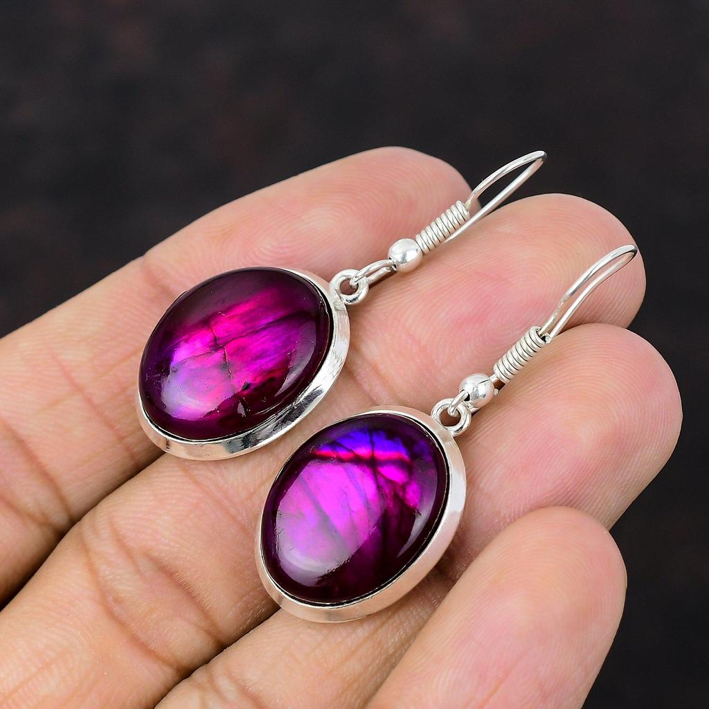 Purple Fire Labradorite Earring 925 Sterling Silver Earrings Handmade Brand New Jewelry Gemstone Earring Gift For Friend Labradorite Earring