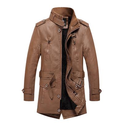 Manteau en cuir mi-long britannique pour hommes, automne et hiver, vêtements pour hommes en cachemire