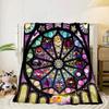 Stained Glass Pika Fantasy Blanket Flannel Blanket for bed, sofa, Camping, Hiking, Picnic Essentials, gift for family Fan gifts