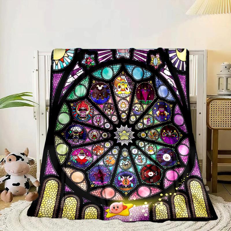 Stained Glass Pika Fantasy Blanket Flannel Blanket for bed, sofa, Camping, Hiking, Picnic Essentials, gift for family Fan gifts