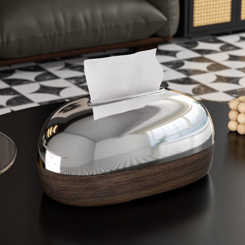 Plastic Tissue Storage Box Wood Grain Retro Light Luxury Napkin Holder Multi-functional Minimalist Decorative Paper Dispenser
