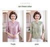 Round Neck Imitation Silk Summer Shirt for Middle-Aged and Elderly Women