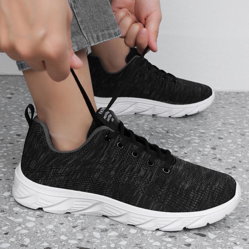 

Новые кроссовки Fly-Watch Mesh 2025 года для мужчин, весна-осень, легкие повседневные кроссовки с мягкой подошвой, студенческие дышащие кроссовки для бега 47 черный серый