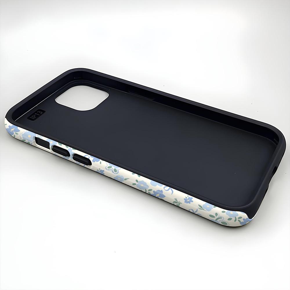 Ins Wind Gentle Blue Floral Mobile Phone Case iPhone12Pro 2-in-1 Film Mobile Phone Case Women's Apple 17pm