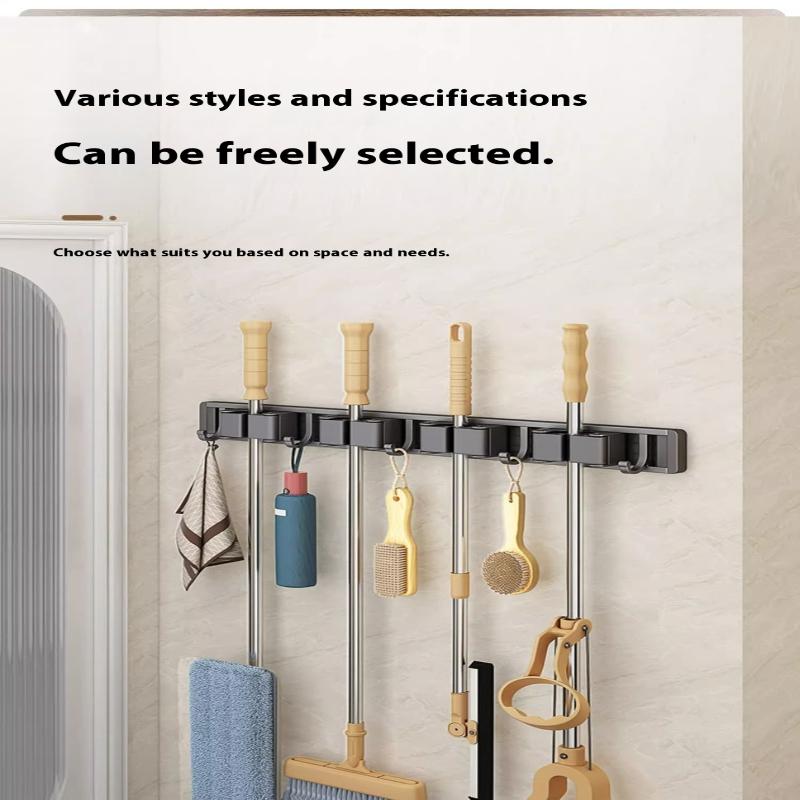 Organizer Wall Mounted Broom Holder Mop Clip Stand Brush Rack Hanging Pipe Hook Kitchen Storage Bathroom Accessories Tools