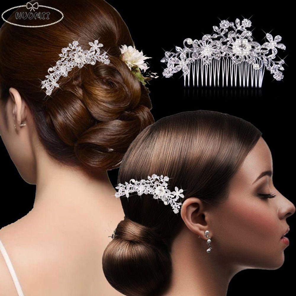 Sparkling Elegant Wedding Bridal Women Flower Hairclip Fashion Jewelry Pearl Hair Comb Diamond Hairpin