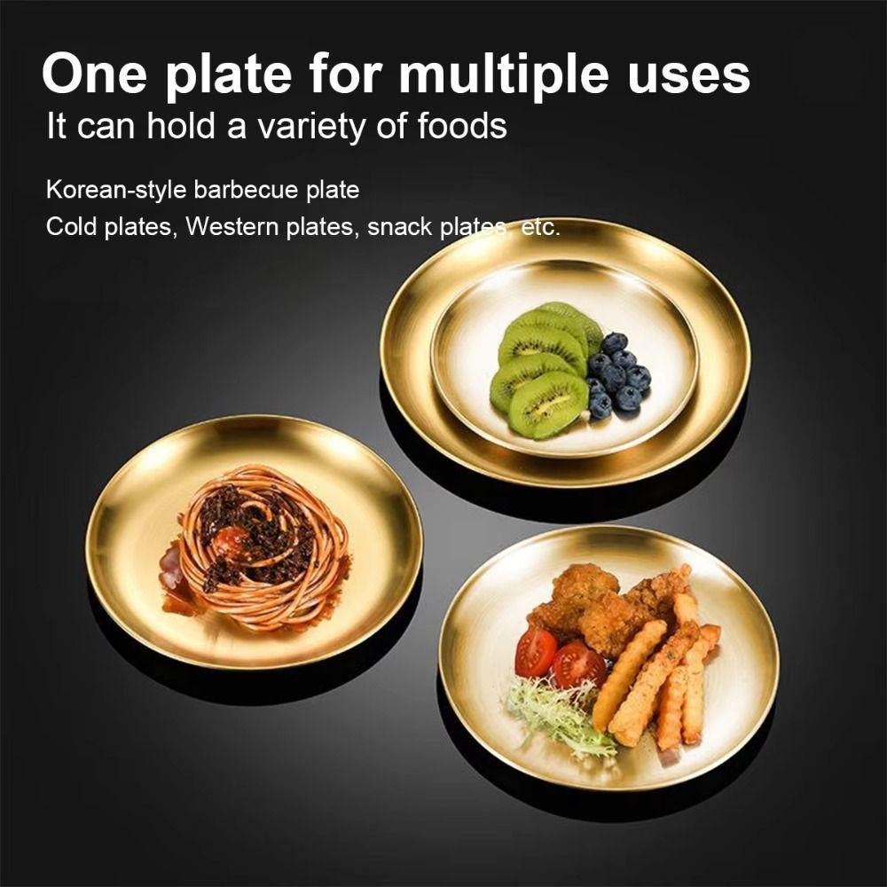 Stainless Steel Food Plate Korean Dining Plate Eco-Friendly Metal Tray  Kitchen