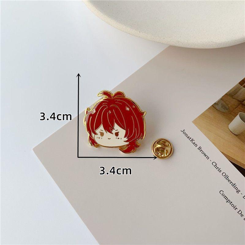 

[Buy Five Free One Random Style] Genshin Impact Metal Badge Anime Cute Cartoon Brooch Bag Clothing Accessories Buy five get one fre