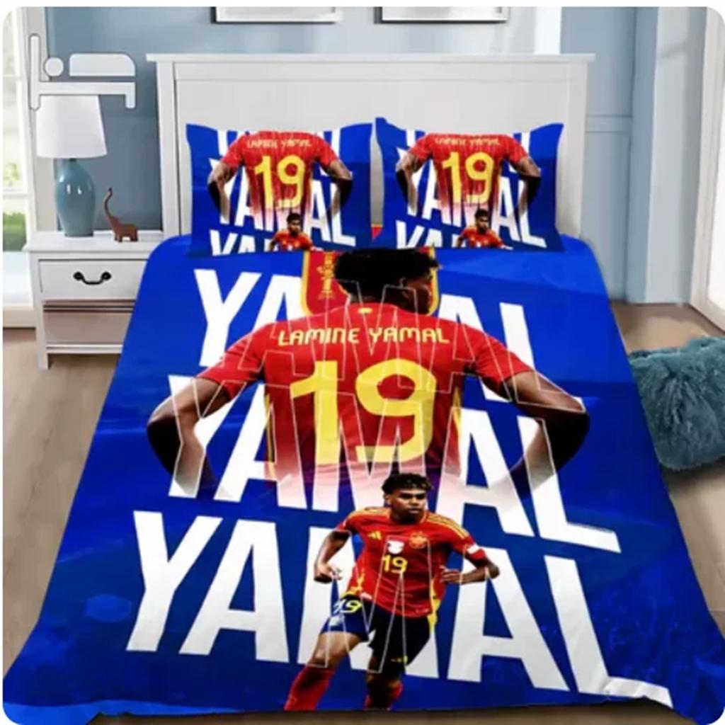 Set Biancheria da Letto Stampato Calcio Cartone Animato Morbida Microfibra Copripiumino Federa Per Bambini Adulti Camera da Letto Uso Domestico