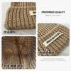 Gray wool hat women's autumn and winter versatile big head circumference knitted hat showing face small pile hat loose hat tide