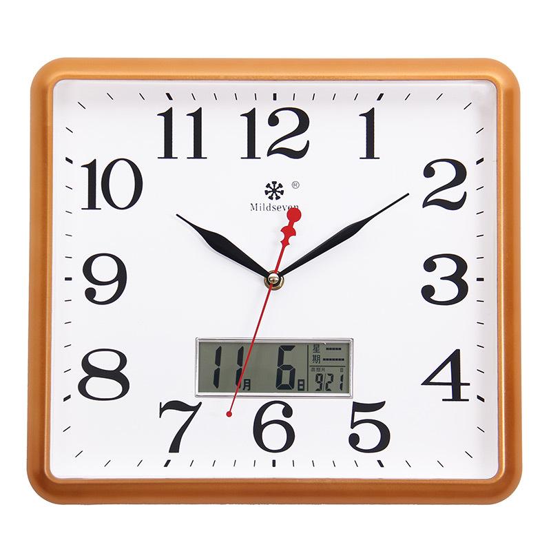 Silent Square Quartz Wall Clock with Perpetual Calendar - Creative, Fashionable Art Design for Living Room