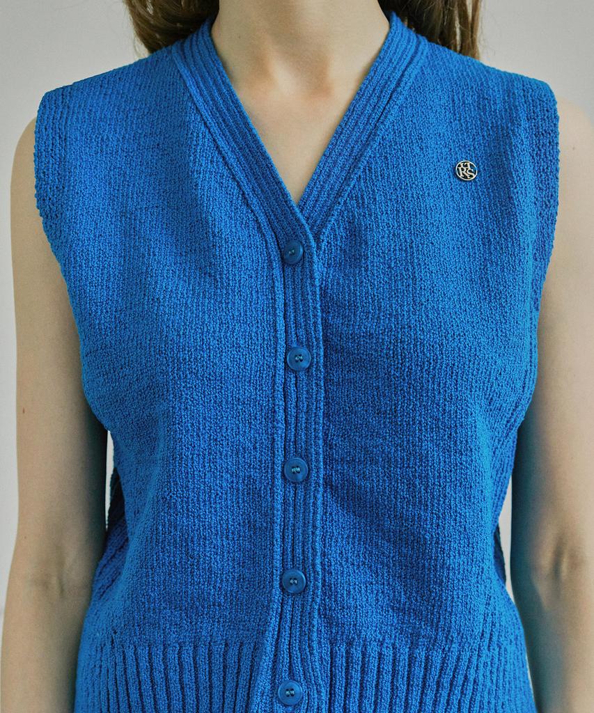 IHR Button Knit Vest / Blue