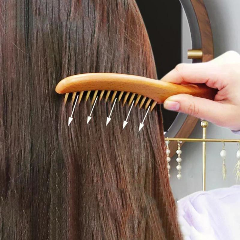 Anti Static Wide Tooth Hair Comb Wood Comb For Hair Styling Detangling Hair Brush Women Head Scalp Meridian Massage Brush