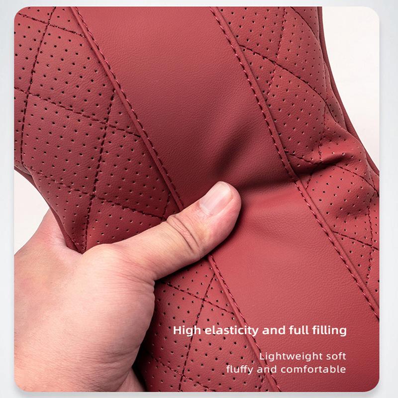 T26Car Seat Headrest Plaid Leather Neck Pillow For Volkswagen Golf Amarok T5 Phaeton Passat b6 Memory Foam Head Support Accessories