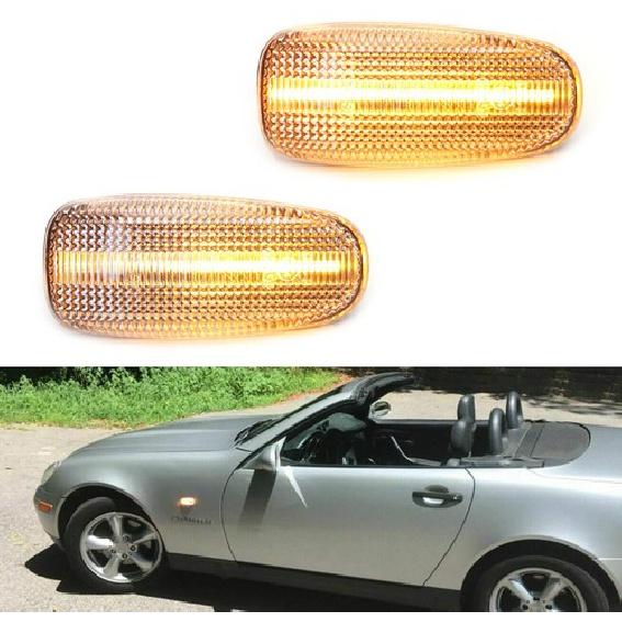 Clear Fender Sequential LED Amber Side Marker Lights For Mercedes CLK SLK Class