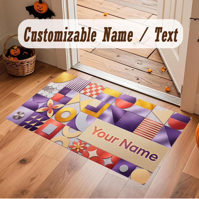 Abstraktes Geometrisches Thema Kristall Samt Boden Teppich Personalisiert Benutzerdefinierter Name Text Warmer Teppich Heim Dekoration