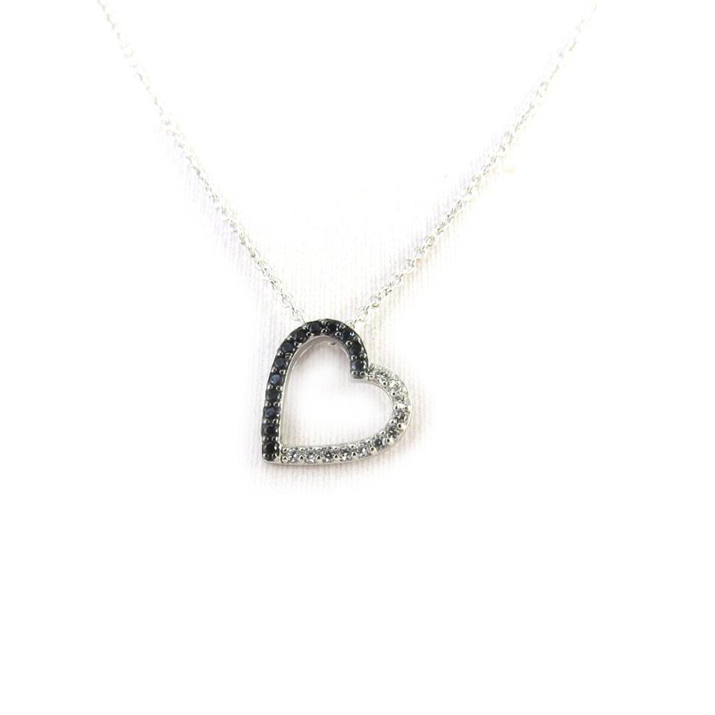 Les Trésors De Lily [M6233] - Silver Necklace 'Love' Black White (rhodium-plated) - 12x12 Mm