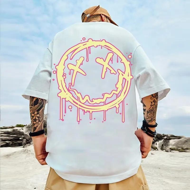 

New 8X Summer Fashion Short Sleeve Men s T-Shirt Loose Running Cartoon Anime Character Printing Men s Unisex T-shirt Couple Tops XXXXXL золотий