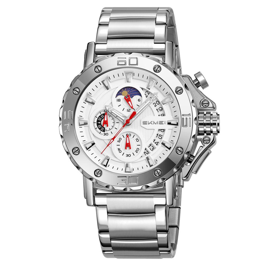 Luxury Quartz Waterproof Watches Multifunction Date Display Watch for Men Luminous Hands Stainless Steel