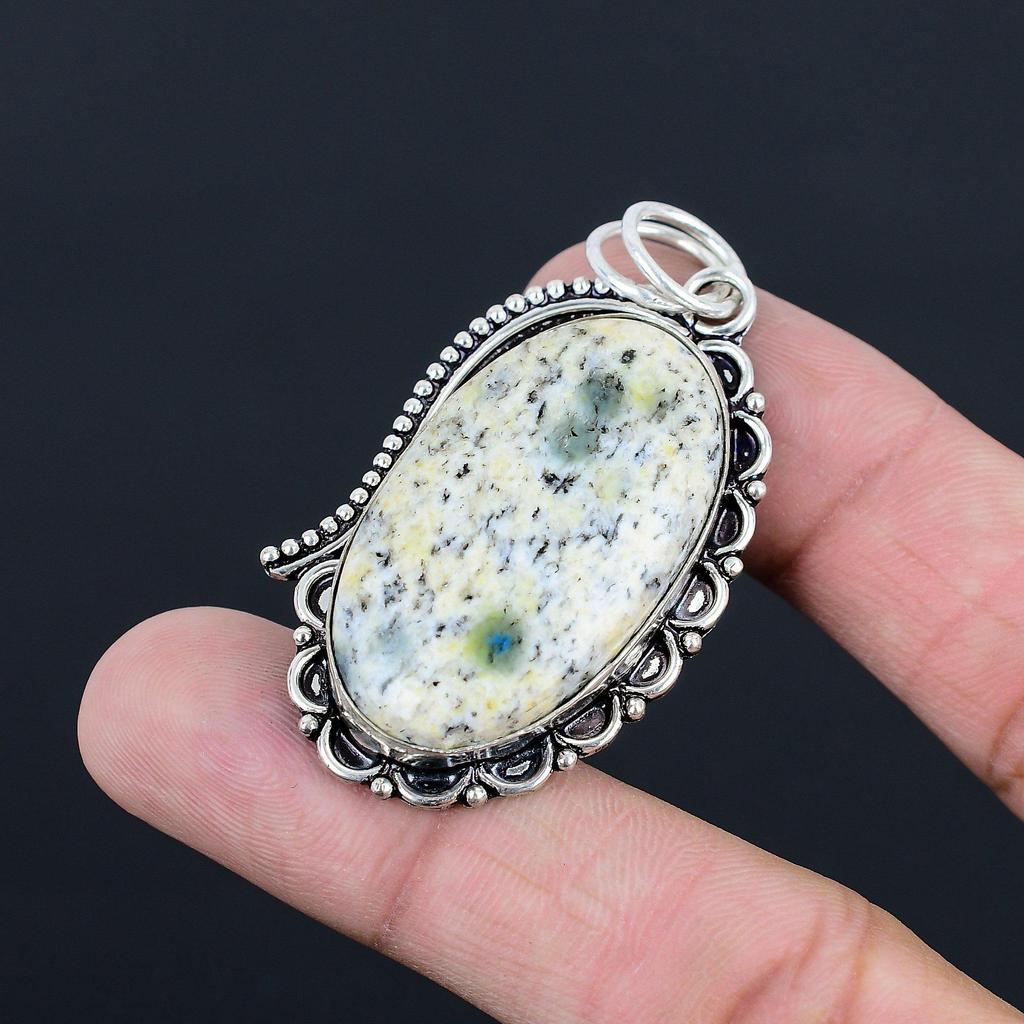 Ciondolo in Pietra Naturale Jasper K2 Fatto a Mano in Argento Sterling 925 Gioielli Indiani