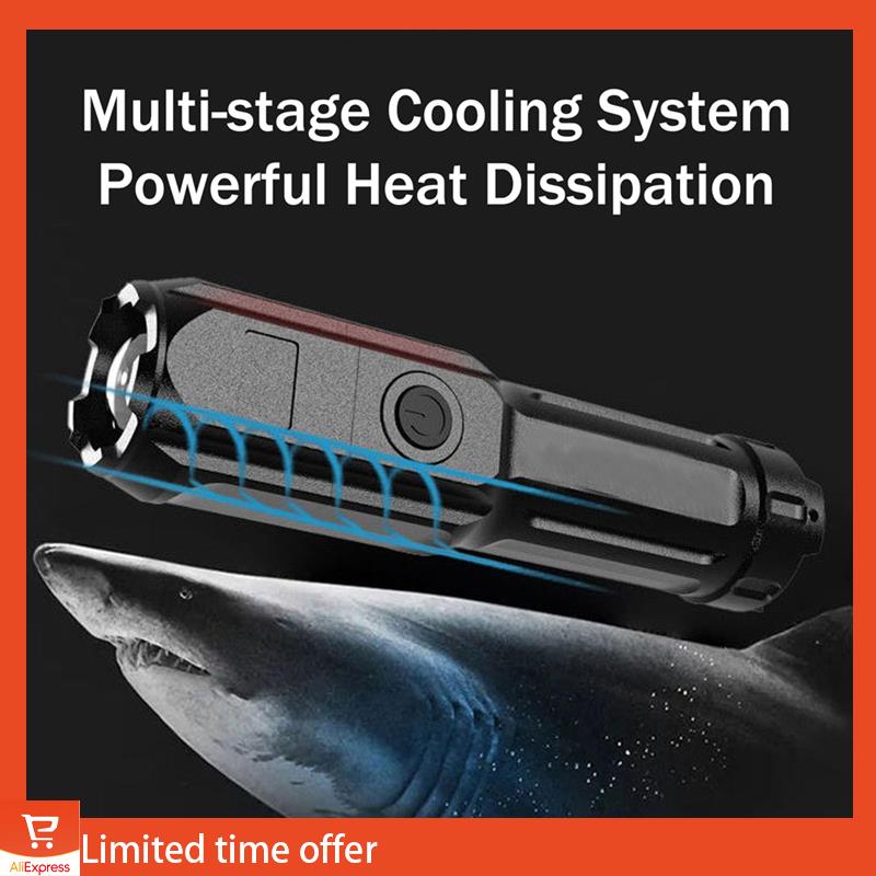 Fresh Peachloft Flashlight,Powerful LED Flashlight Rechargeable Zoomable Torch, High Lumens Super Bright,For Home Camping