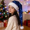 Cosplay Supplies Solid Color Sequin Christmas Hat Long Comfortable Xmas Cap Plush Shiny Santa Claus Hat Holiday
