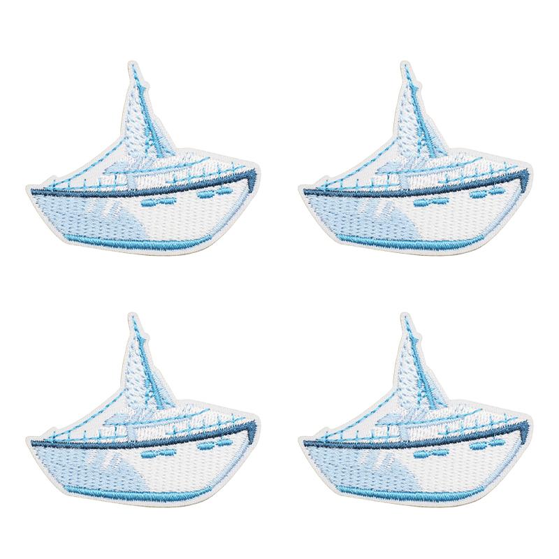 10pcs Luxury Cruise Ship Embroidery Patch Sea Trip Blue Whale Iron On Patches For Clothes Jackets Backpack Sew Stickers Badge 