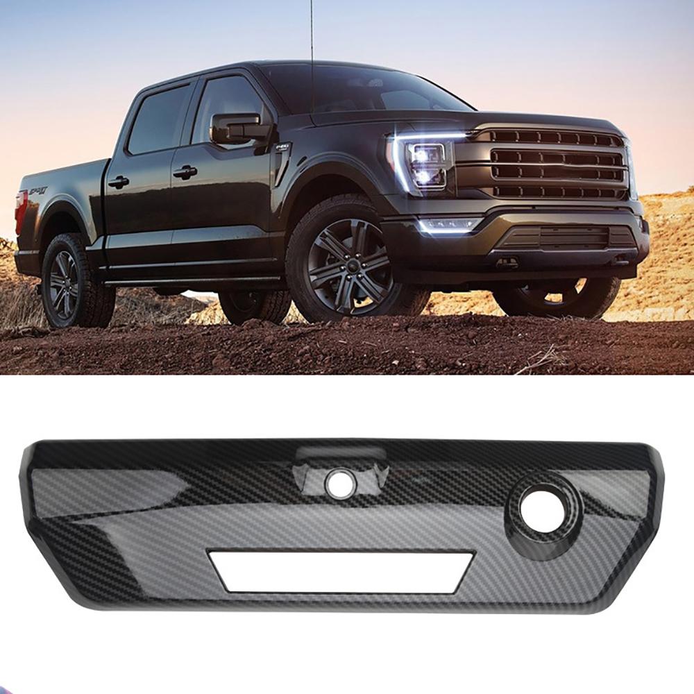 Carbon Fiber Style Tailgate Door Handle Cover Trim For Ford F150 2021 Accessorie