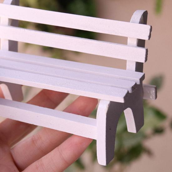 Miniature Park Bench Realistic Tiny Wooden Garden Seats for Micro Landscape Dollhouse Fairy Garden Accessory