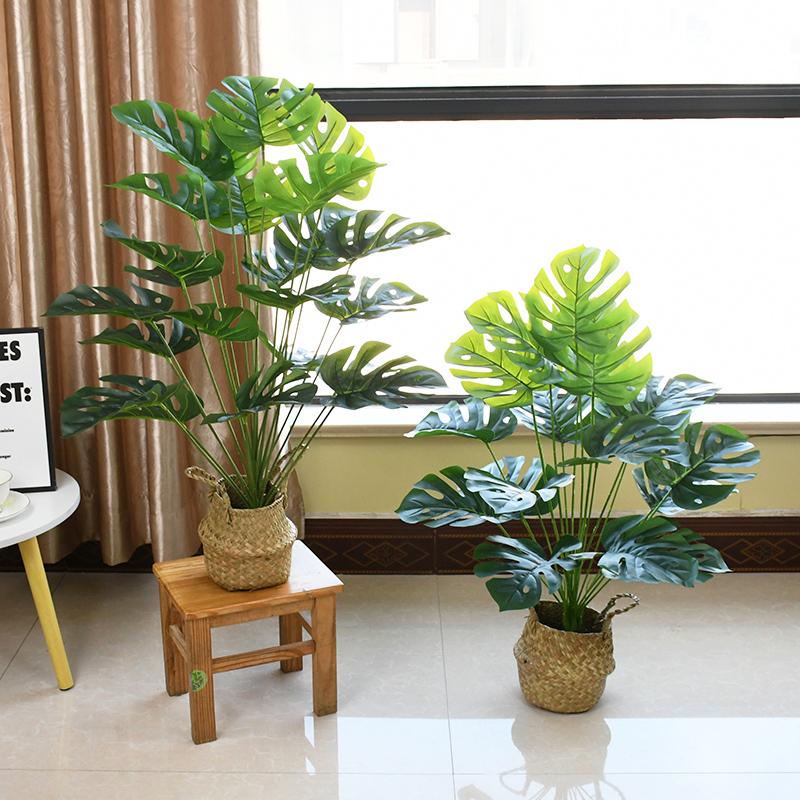 18/24 Fork Artificial Turtle Back Leaves High Grade Simulation of Fake Flowers Creative Simulation Plant Wall Potted without Flower Pot