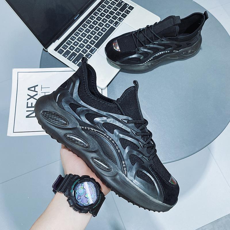 Fashion Running Sports Shoes 2024 Autumn New Arrivals Men Platform Sneakers Breathable Black Mesh Casual Shoes Zapatillas Hombre