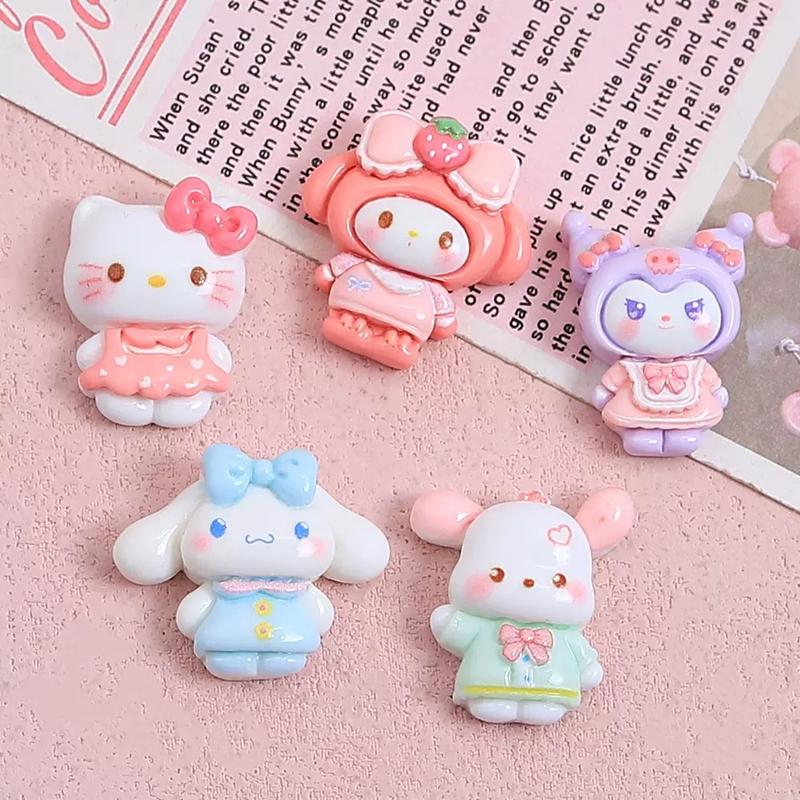 10 Pcs New Kawaii Cartoon Cute Bow Animal Series Resin Scrapbook Diy  Bow Decor Accessories Crafts A141