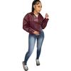 Veste Courte Style Biker Bordeaux pour Femme