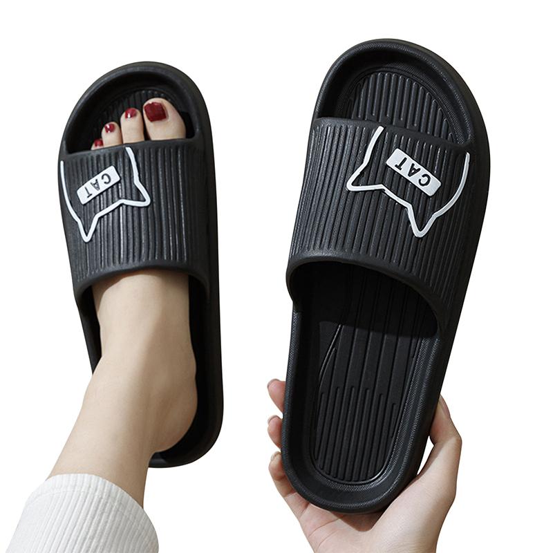 Summer Women Men's Slippers Indoor Bath Thick Platform Non-Slip Home Easter Cartoon Flip Flops Cat Beach Sandals Ladies Shoes