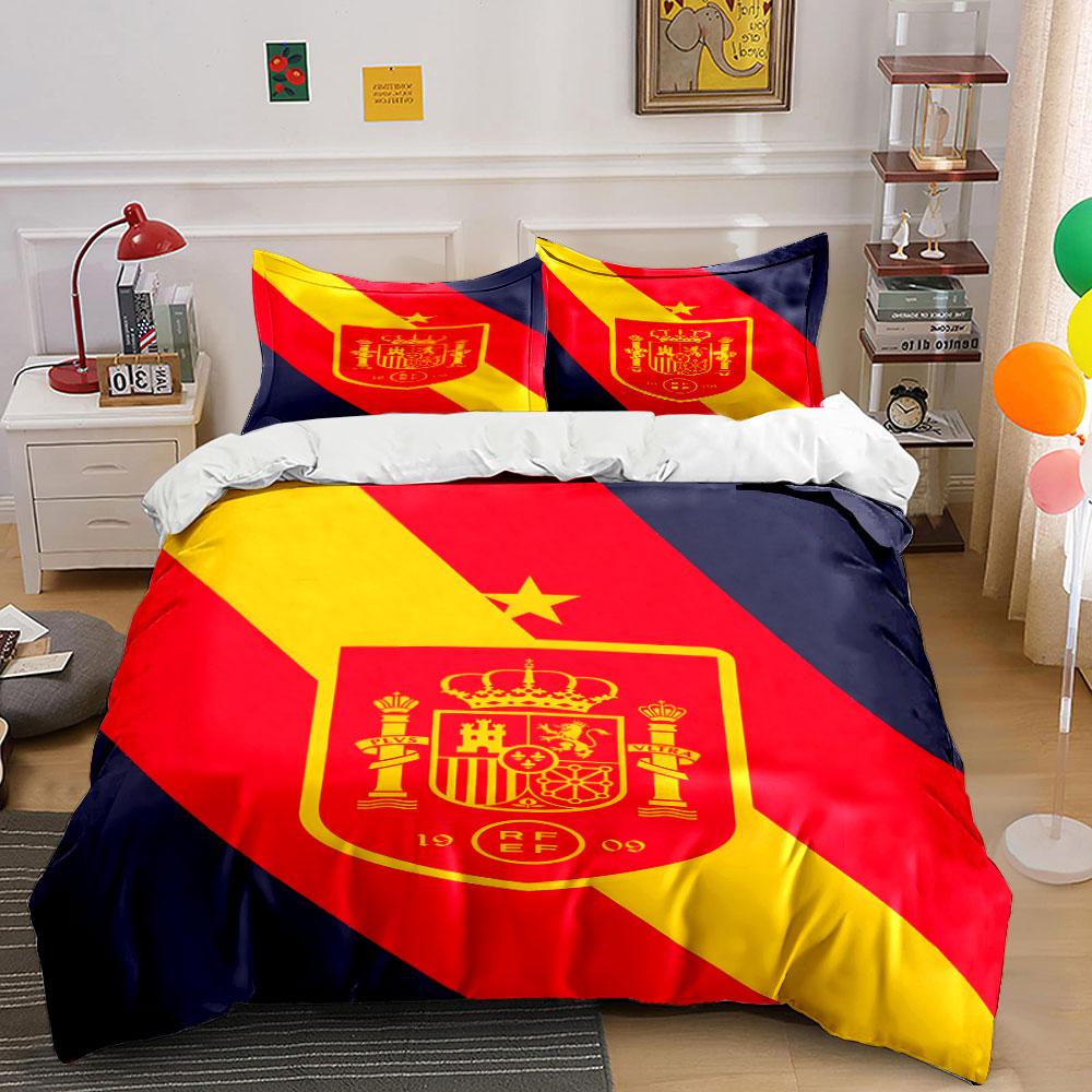 Flag-themed Spanish Emblem Bedding Sets Duvet Cover Sets Duvet Covers Pillowcases(1*Duvet Cover 2*Pillowcases Without Duvet Insert)