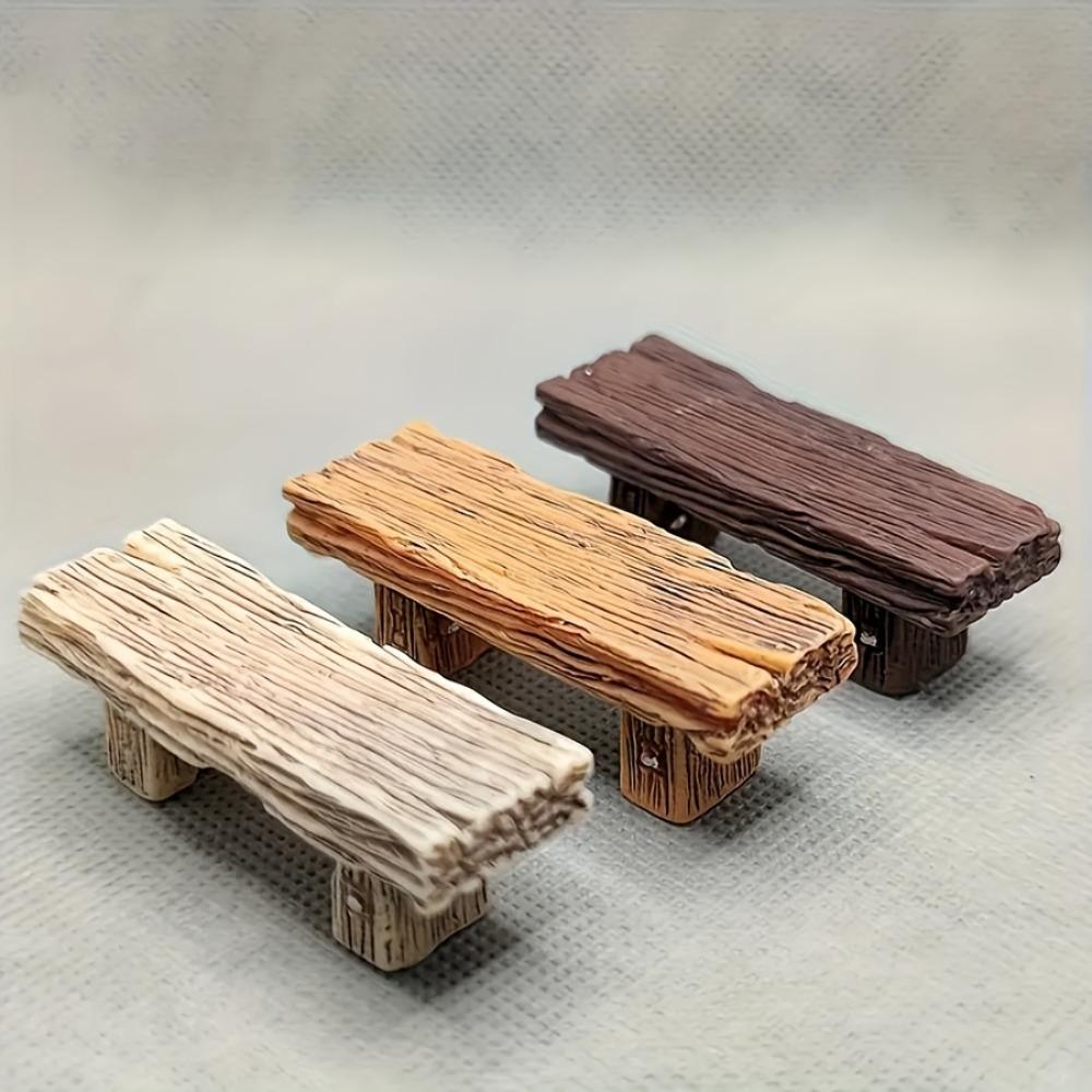 

3Pcs/Set Resin Retro Bench Model Figurines Micro Garden Decoration Ornaments Terrariums DIY Accessories 3Pcs