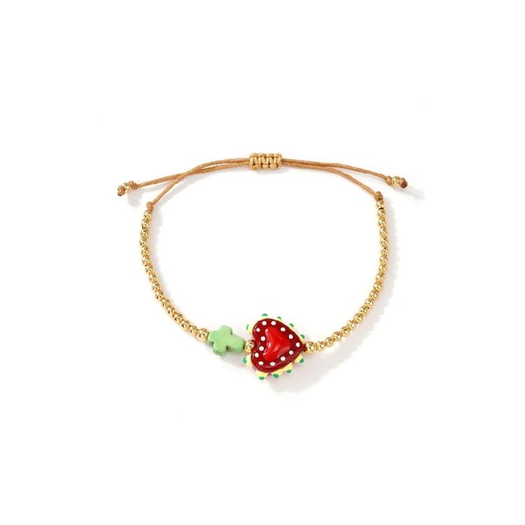 Beaded Crucifix Heart Designs Bracelet Lightweight Alloy Chain Adjustable Wristband Jewelry Gift For Her