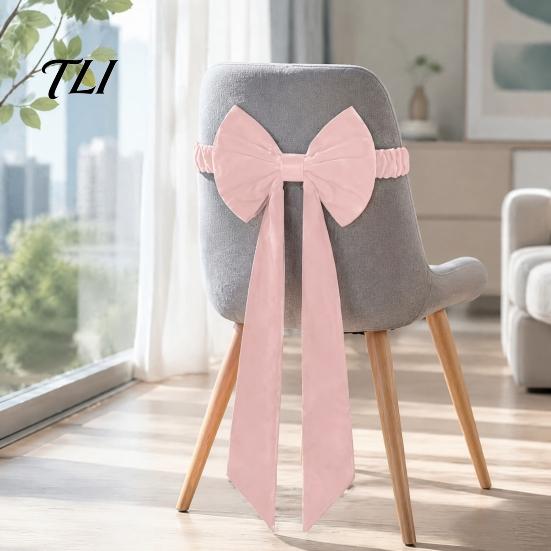 Měkké sametové stuhy na opěradlo židle, vínové stuhy s gumičkami, opakovaně použitelná mašle, elegantní pro zakrytí židlí, dekorativní stuha, Vánoce