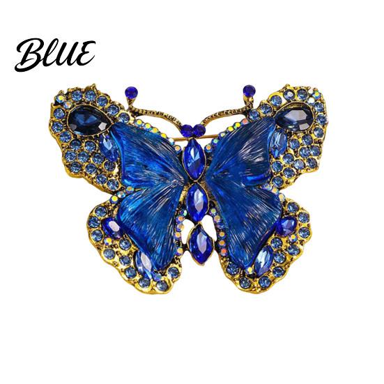 Enamel Butterfly Pin Women Brooch Sparkling Rhinestones Faux Pearl Butterflies