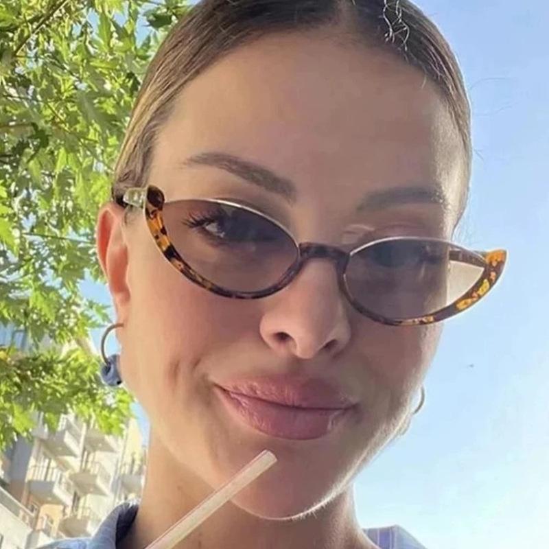 1/5pcs Fashion Cat Eye Sunglasses Women Small Oval Half Frame Design Sun Glasses Outdoor Sports Brand UV400 Lady Shades Eyewear