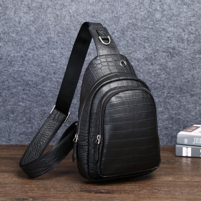 Foggy Crocodile Belly Pattern Men s Chest Bag Outdoor Fashion Diagonal Cross Trendy Classic 18x9x30