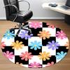 1pc Floral Checkered Office Round Area Rug,  Mat Suitable For Office, Under Office Chairs Bedroom Living Room Home Decor, Room Deco