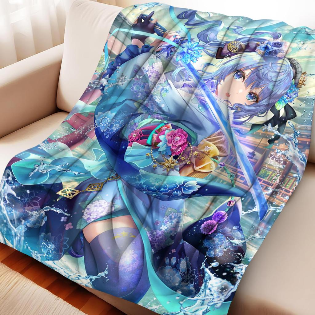 Cartoon Vtuber Hosimati Suisei Universal Flannel Blanket Anime Printed Soft Blankets Multifunctional Blankets Decor Home