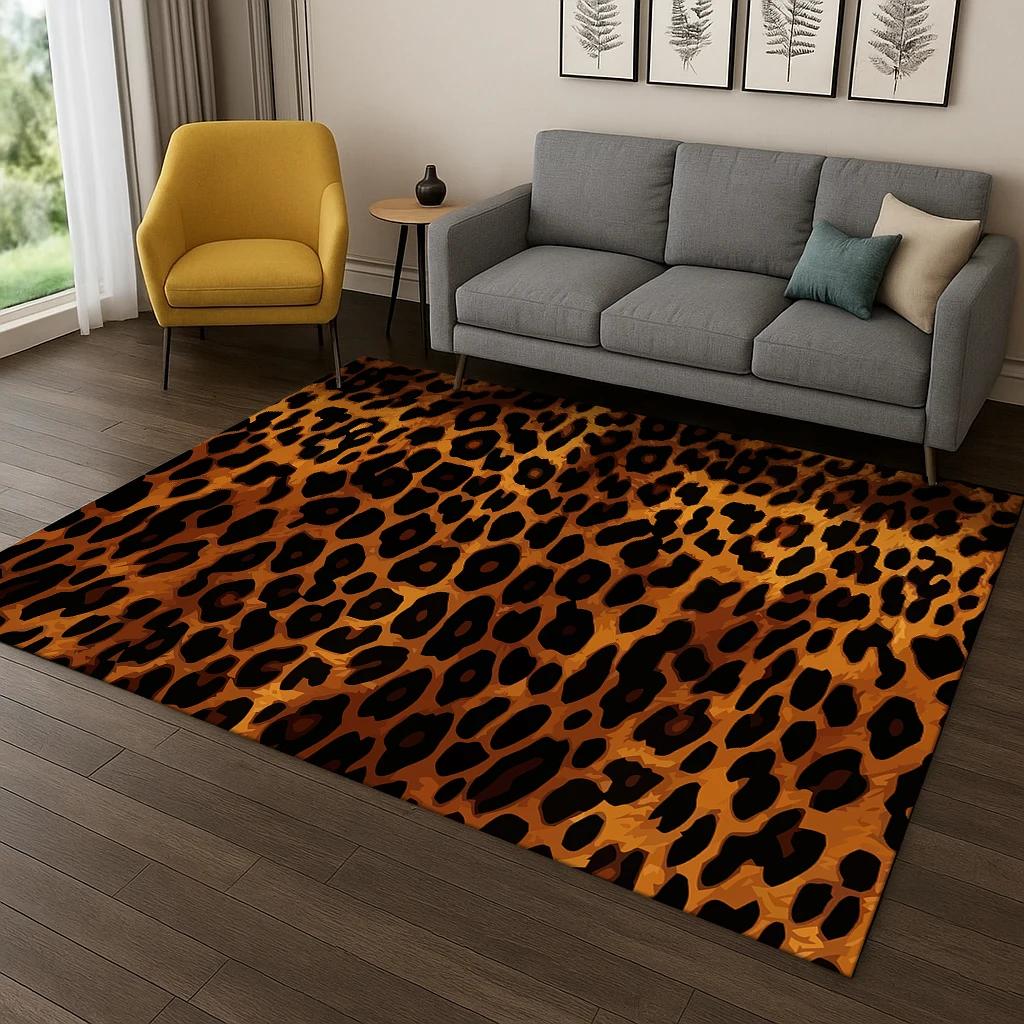 Colorful Zebra Stripes Leopard Print Carpet Rug for Home Bedroom Living Room Sofa Doormat Decor,Area Rug Play Game Non-slip Mat