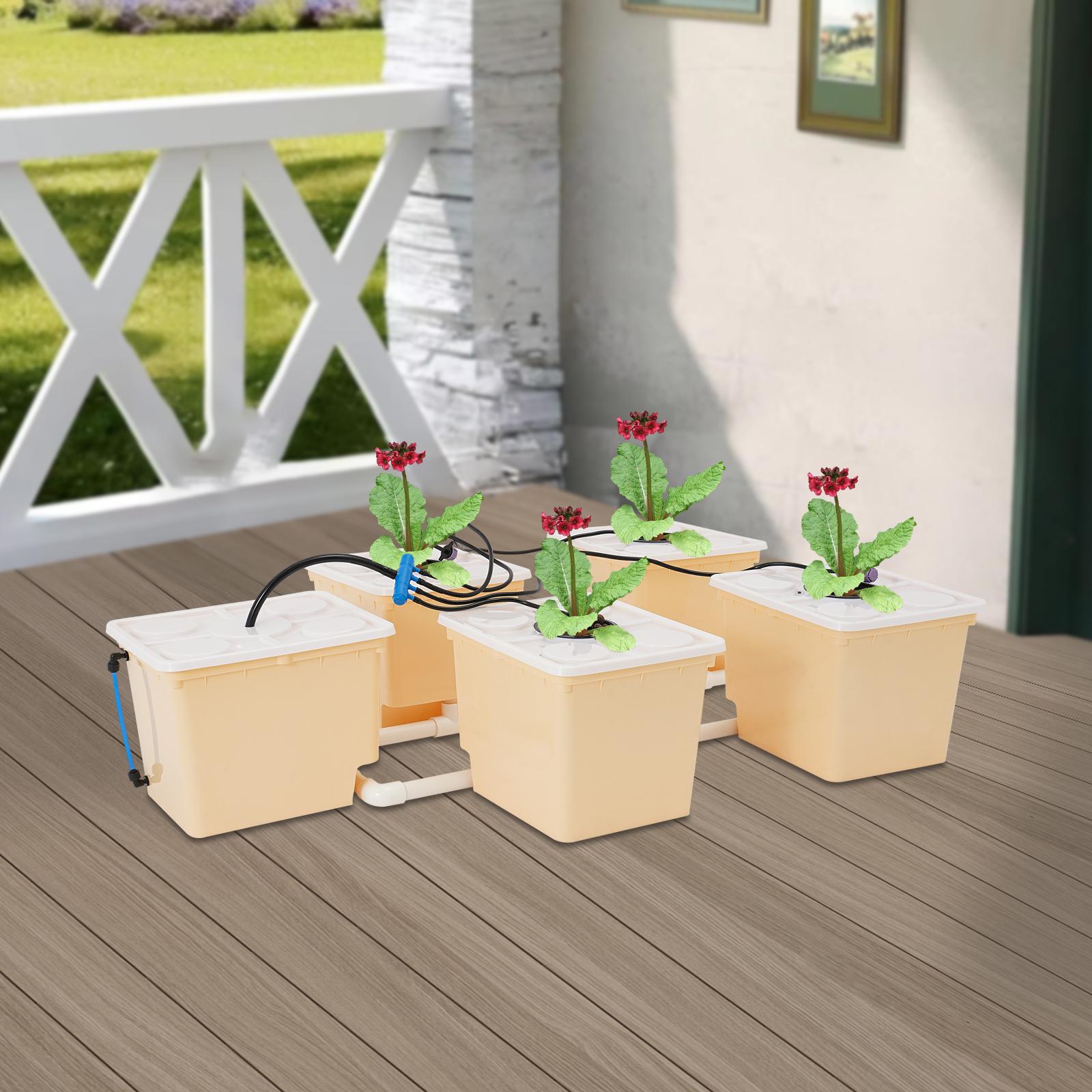 

Bymaocar 5-Боксовый Гидропонный Набор для Глубоководной Культуры 11 л Большой Голландское Ведро Капельная Система Выращивания для Закрытого и Открытого Грунта с Крышкой