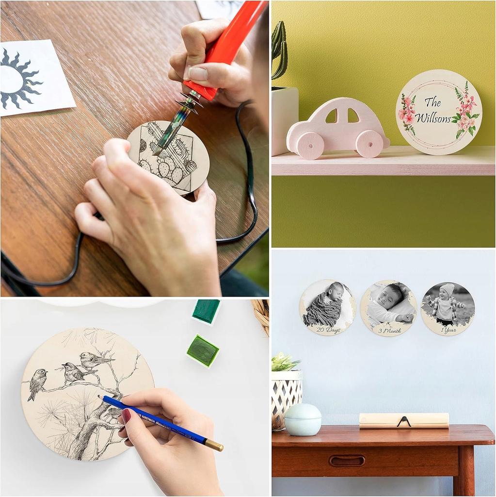 Wooden scrapbook plywood circles 50pcs Wheel for painting and decorating 5cm