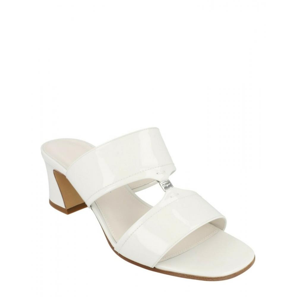 Salvatore Ferragamo Tot 55 Patent Leather Sandals White
