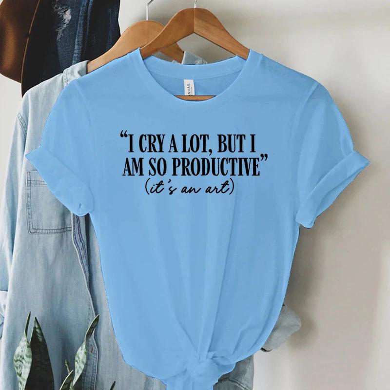 I Cry A Lot But I Am So Productive Tshirt Womens Mental Health Tshirt TTPD Music Positive Tops Tees Funny Letters Women Tshirt