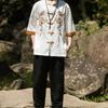 Summer Chinese Traditional Dress Plus Size High Quality Dragon Embroidery Shirt Men Clothing Ice Silk Short Sleeve Vintage Tops
