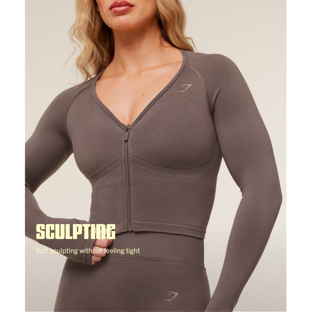 Gymshark Lift Seamless Jacket Cool Brown B6b5q Nbzg